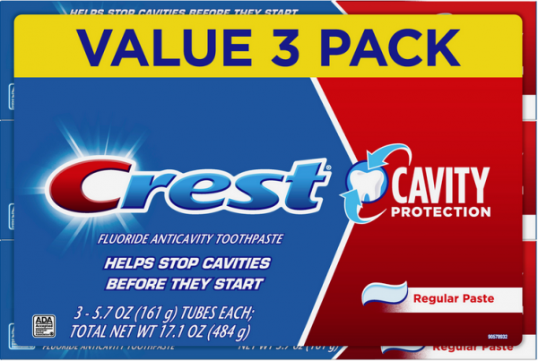 3er Pack  CREST CAVITY Protection 'Regular' Flouride Anticavity Toothpaste 484 gr